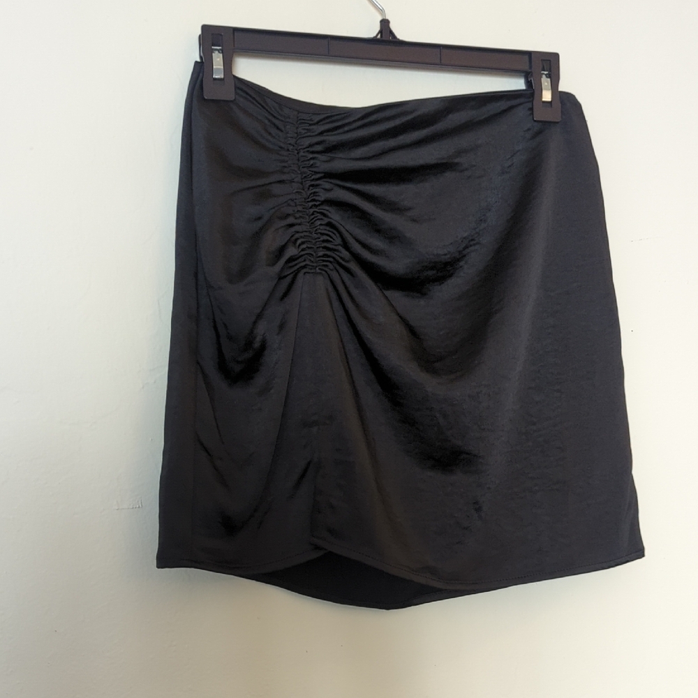 OAK + FORT Black Gathered Mini Skirt